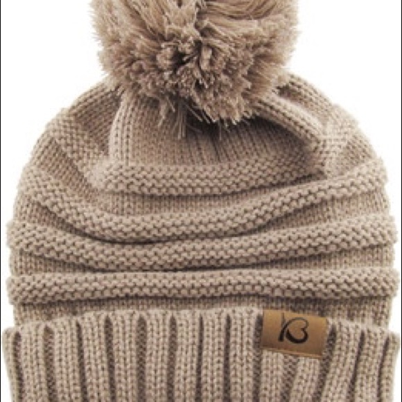 Chunk Pom Pom Cable Knit Ribbed Beanie - Picture 9 of 16